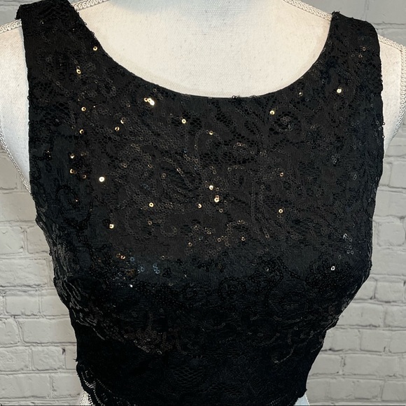 CITY STUDIO Cropped Black Lace & Sequins Top-Jrs 1 - Picture 3 of 3